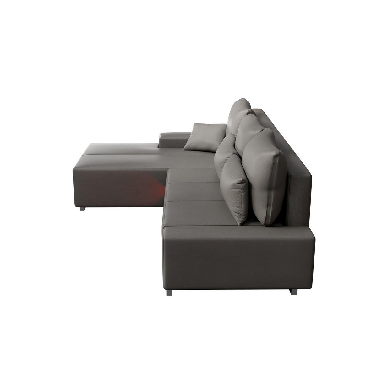 SOFA Davos mit Ottomane links hellgrau inkl LED - Hellgrau, Textil (260/180cm) - Juskys