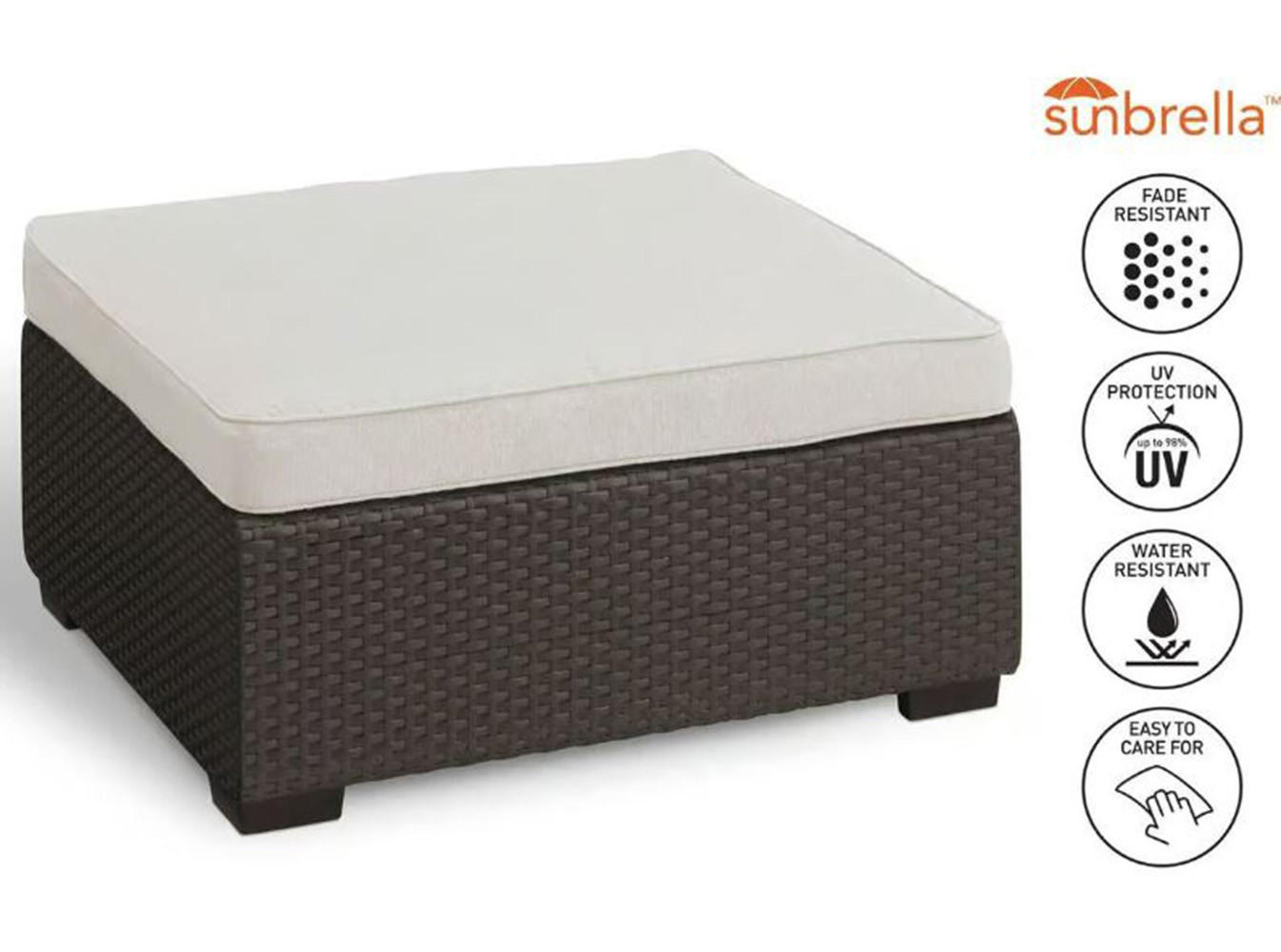 HOCKER Salta braun mit Sunbrella Kissen - Braun, Kunststoff (71/190/12cm) - Allibert