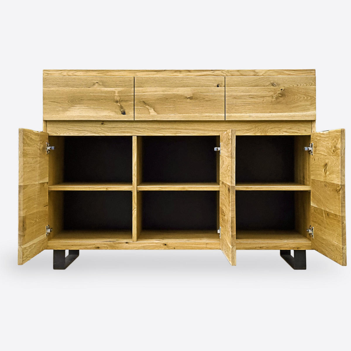 KOMMODE aus Massivholz und Metall DELIO - Eichefarben, Holz (135/100/45cm) - Rawood Furniture