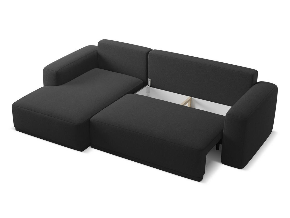 ECKSOFA mit Schlaffunktion Chenille Stoff Schwarz - Anthrazit/Schwarz, Kunststoff/Textil (160/258cm) - Makamii