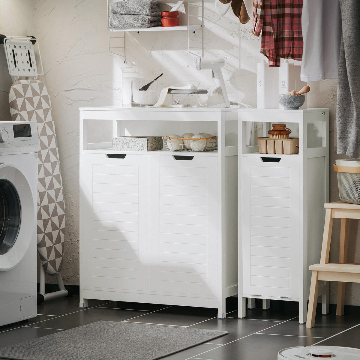 BADEZIMMERSCHRANK Weiß - Weiß, Holzwerkstoff (70/90/35cm) - SoBuy