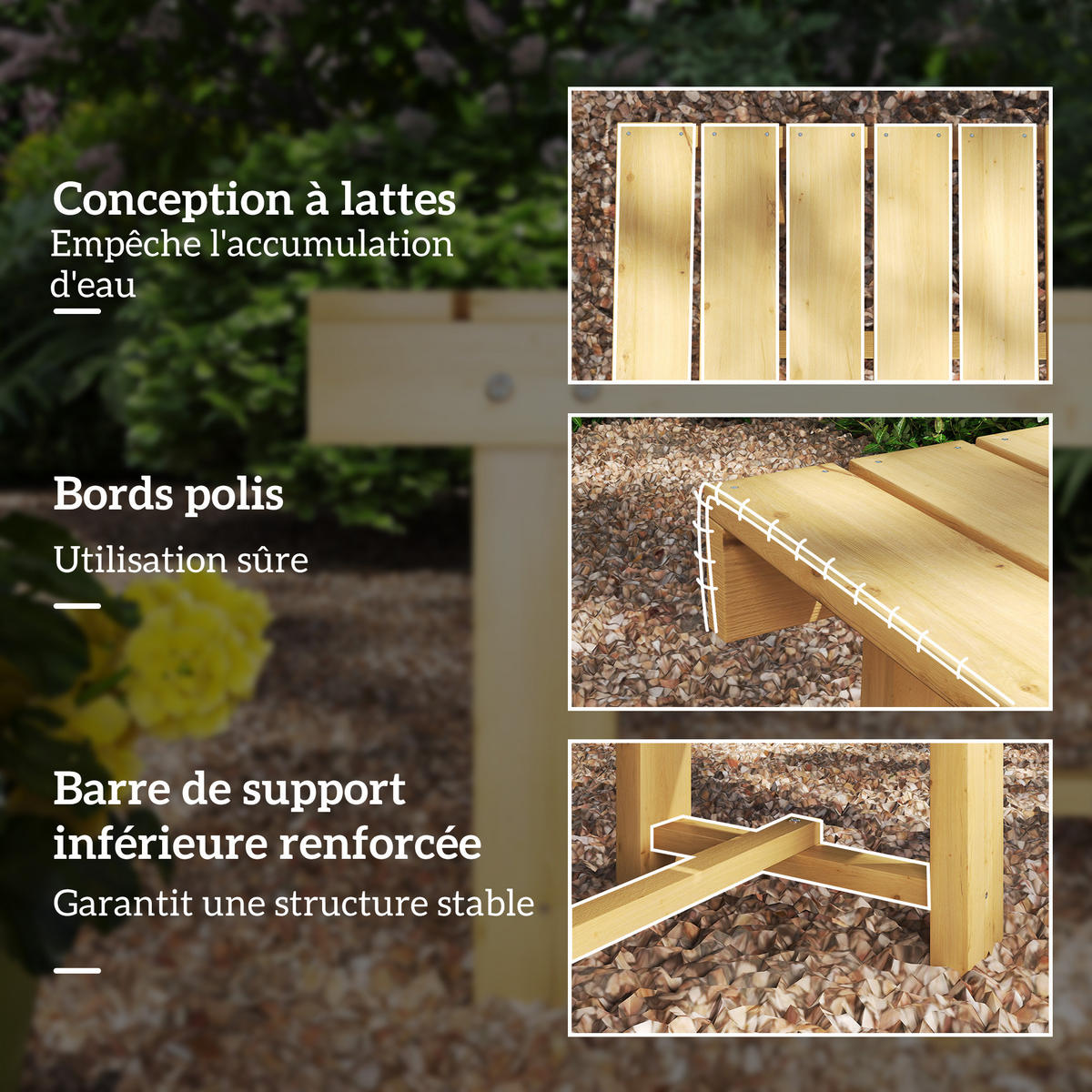 GARTENBANK DE-17760 2-Sitzer mit Lattenrost & vorgeöltem Tannenholz - Naturfarben, Holz (110/35/38cm) - ComfortXL