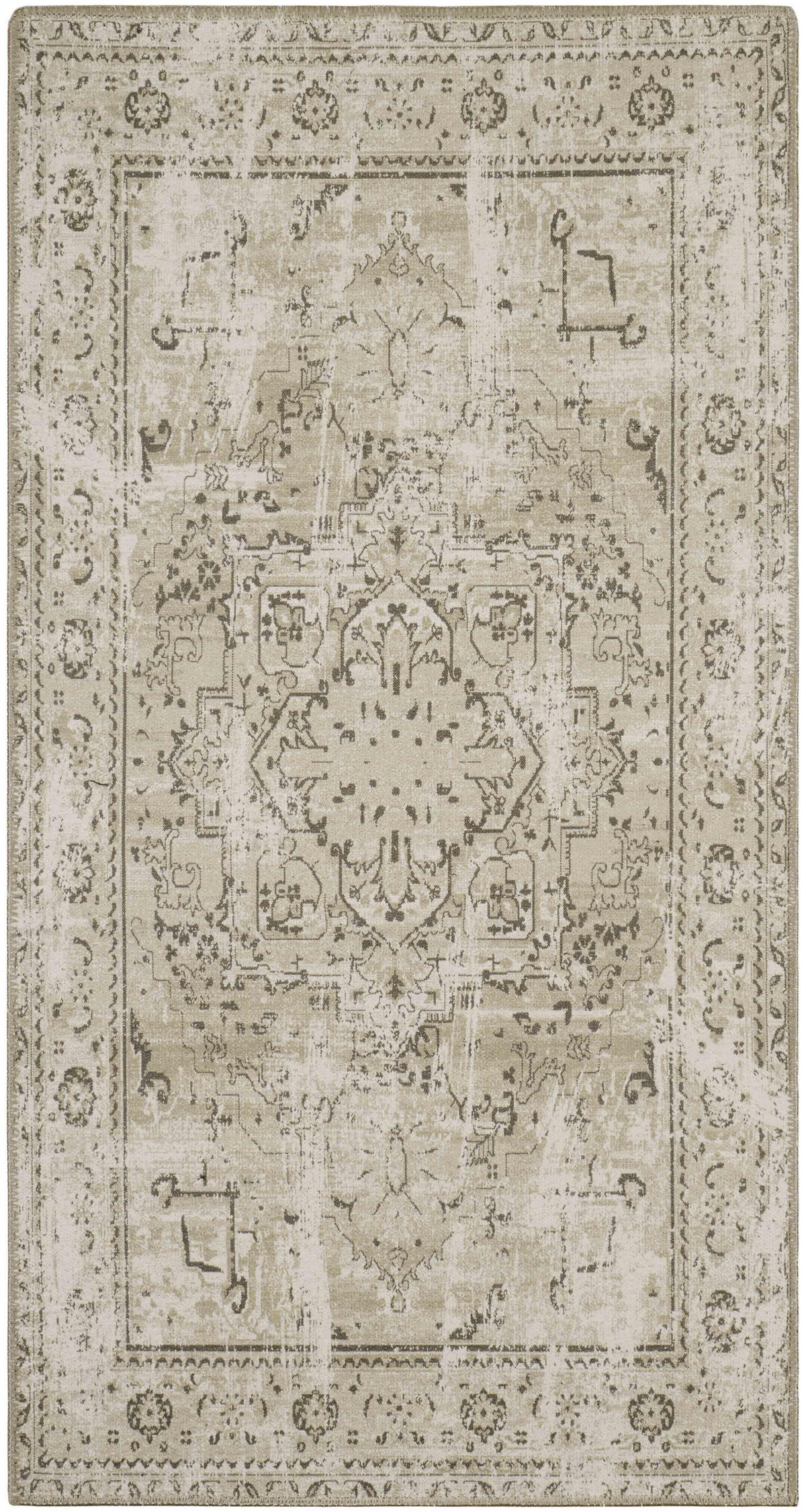 VINTAGE-TEPPICH mit pastellgrünem Blumenmuster Carry 80x150 cm - Beige, Textil (80/150cm) - Nazar Rugs