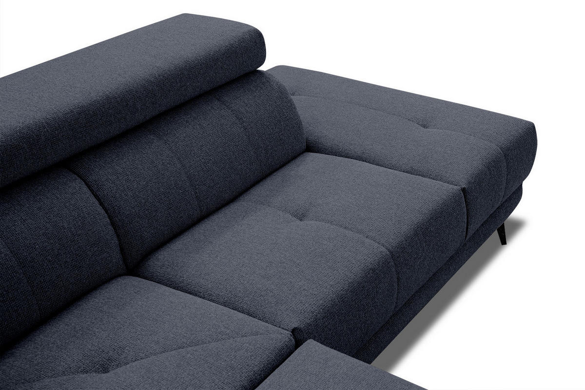 ECKSOFA MORELLO 5-Sitzer, dunkelblau - Schwarz/Dunkelblau, Holzwerkstoff/Textil (287/228cm) - Courtois Laville