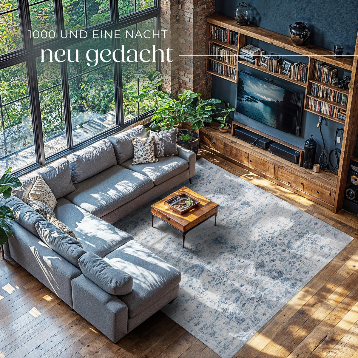 TEPPICH Vintage Design Amara,rutschfeste Unterseite,blau - Blau, Kunststoff (240/340cm) - tectake