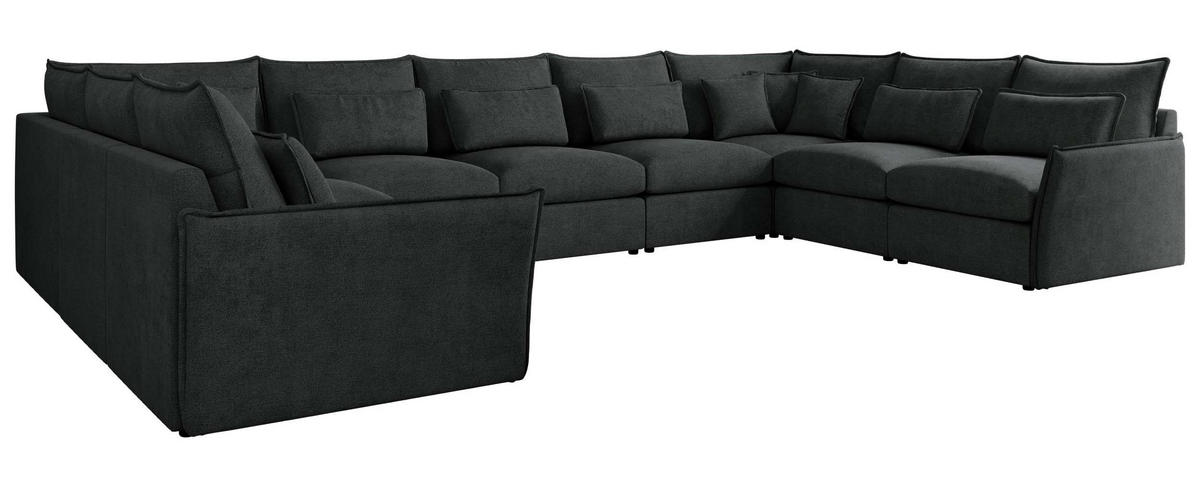 WOHNLANDSCHAFT VERSO U 9M Dunkelgrau Struktur - Dunkelgrau/Schwarz, Kunststoff/Textil (442/93/270cm) - MKS