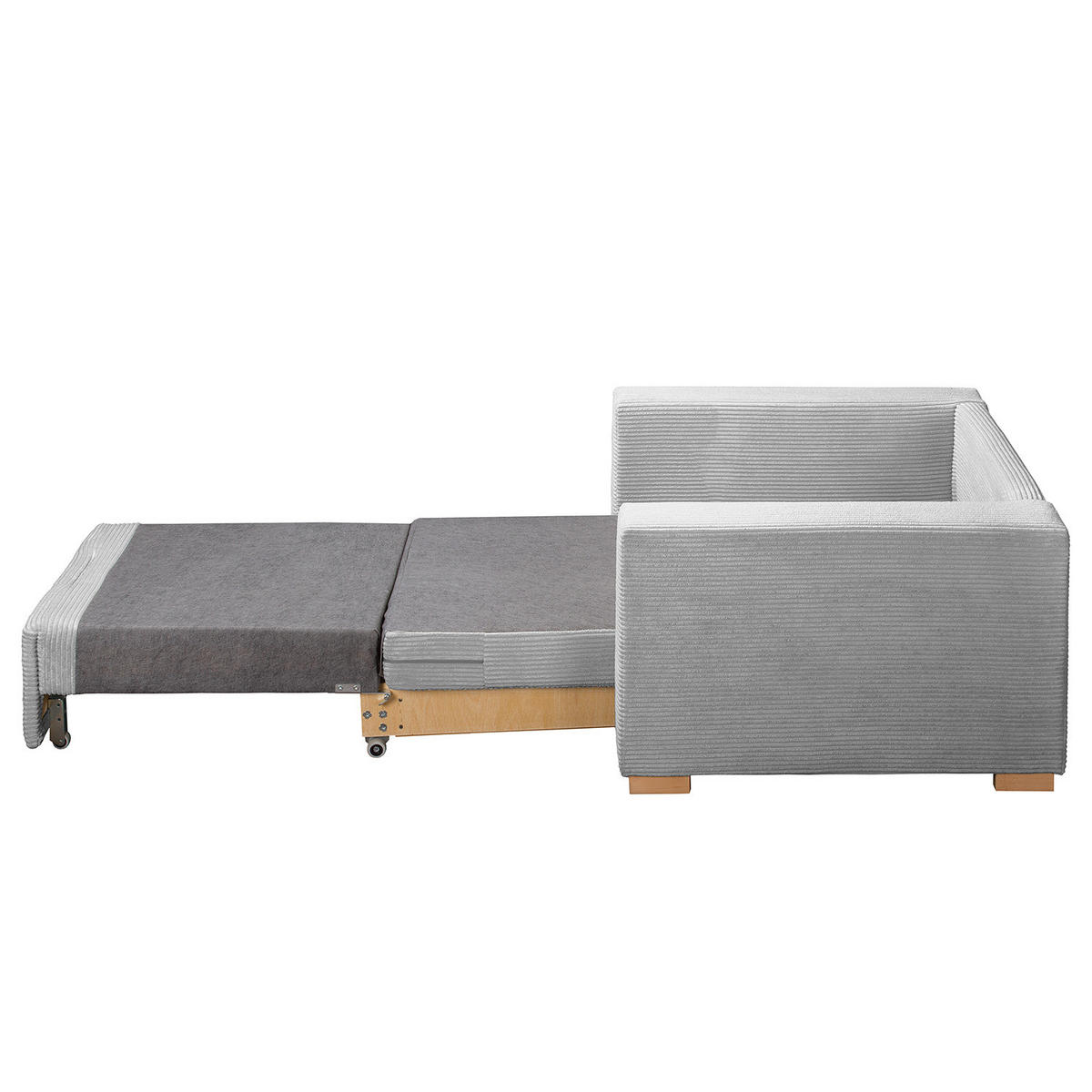 SCHLAFSESSEL - Buchefarben/Hellgrau, Buchenholz/Textil (110/90/90cm) - home24