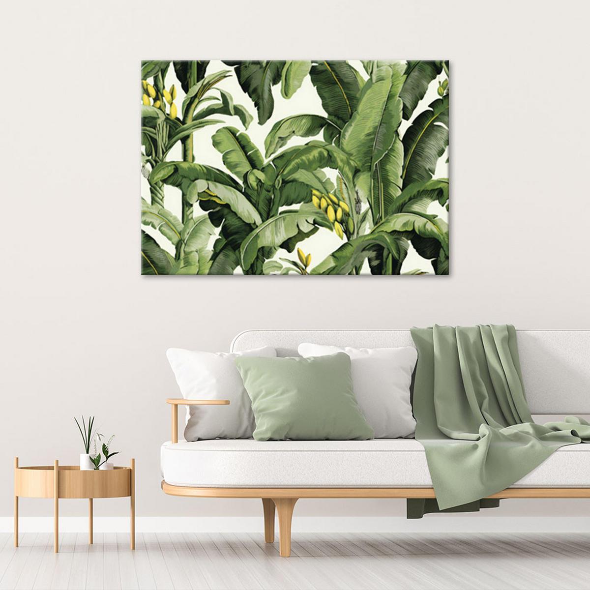 LEINWANDBILD Grüne Bananenblätter 120x80cm - Grün, Textil (120/80cm) - Feeby
