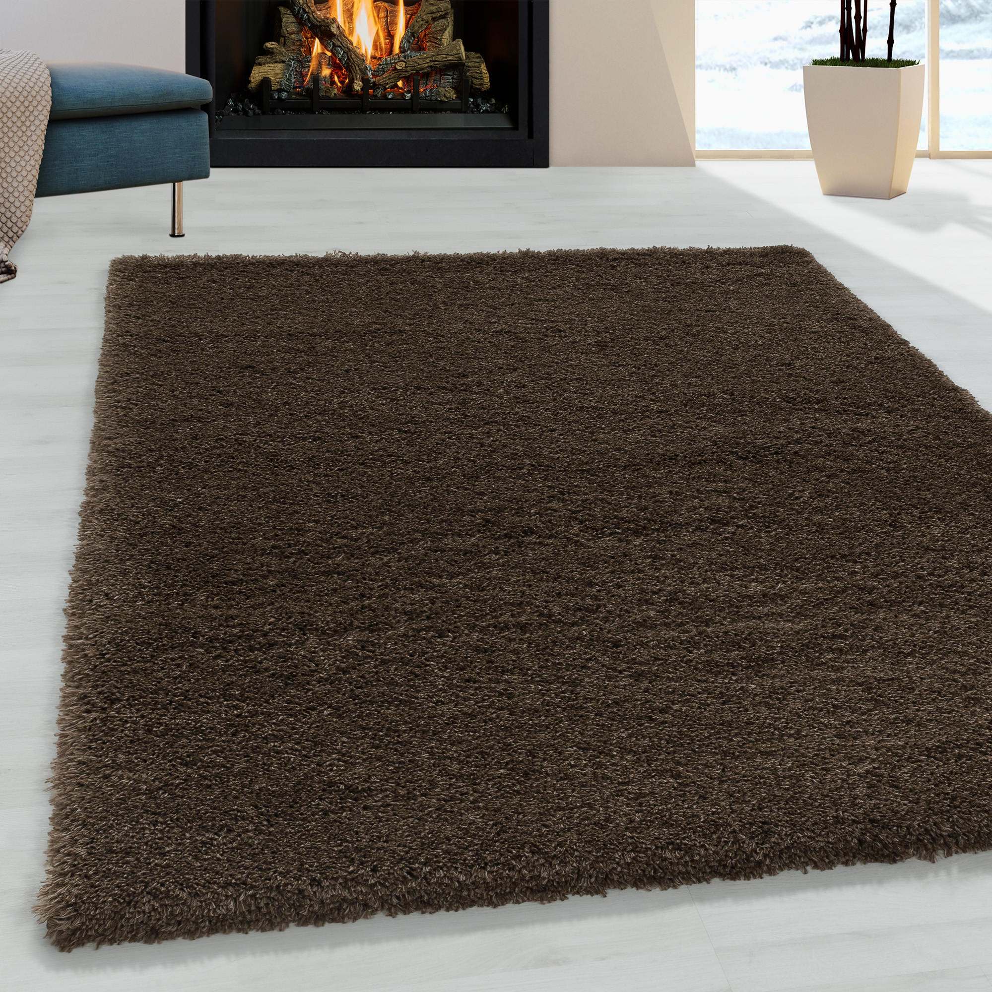 TEPPICH Hochflor Shaggy Uni Style Polypropylen Wohnzimmer Braun Rechteckig 140x200 - Braun, Textil (140/200cm) - KADIMA DESIGN