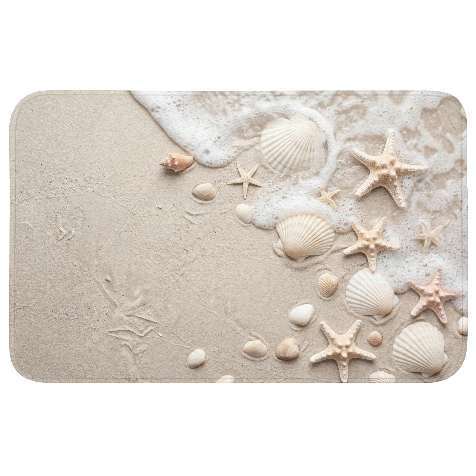 TEPIH ZA KUPAONICU Školjke 80x50 cm - boje pijeska/krem, tekstil/plastika (80/50cm) - OnlyWow