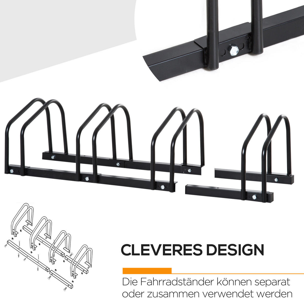 FAHRRADSTÄNDER, Stahl, Schwarz, 110x33x27cm - Schwarz, Metall (33/27/110cm) - HOMCOM