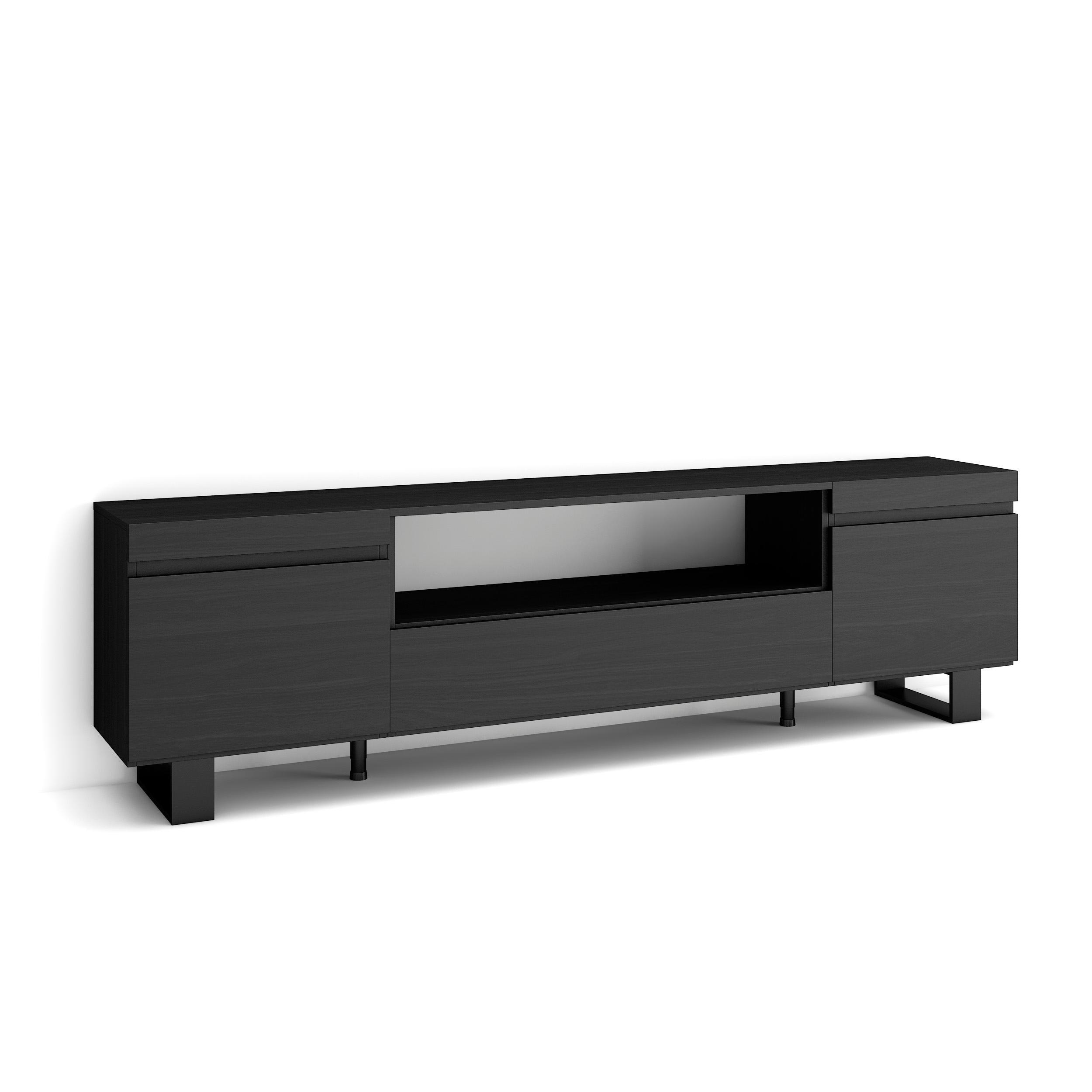 Skraut Home Lowboard, Schwarz, Anthrazit 200x57x35 cm