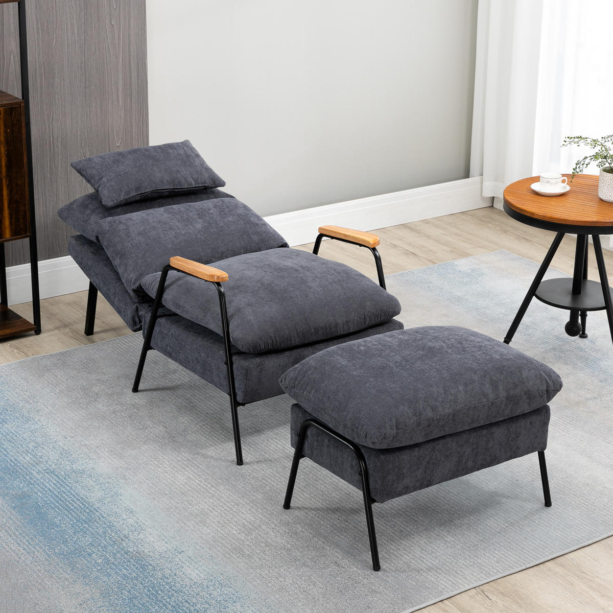 RELAXSESSELSET Grau - Grau, Metall (91.5/88/68cm) - HOMCOM
