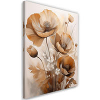 WANDBILD gemalte mohnblumen in sepia - Beige, Textil (40/60cm) - Feeby