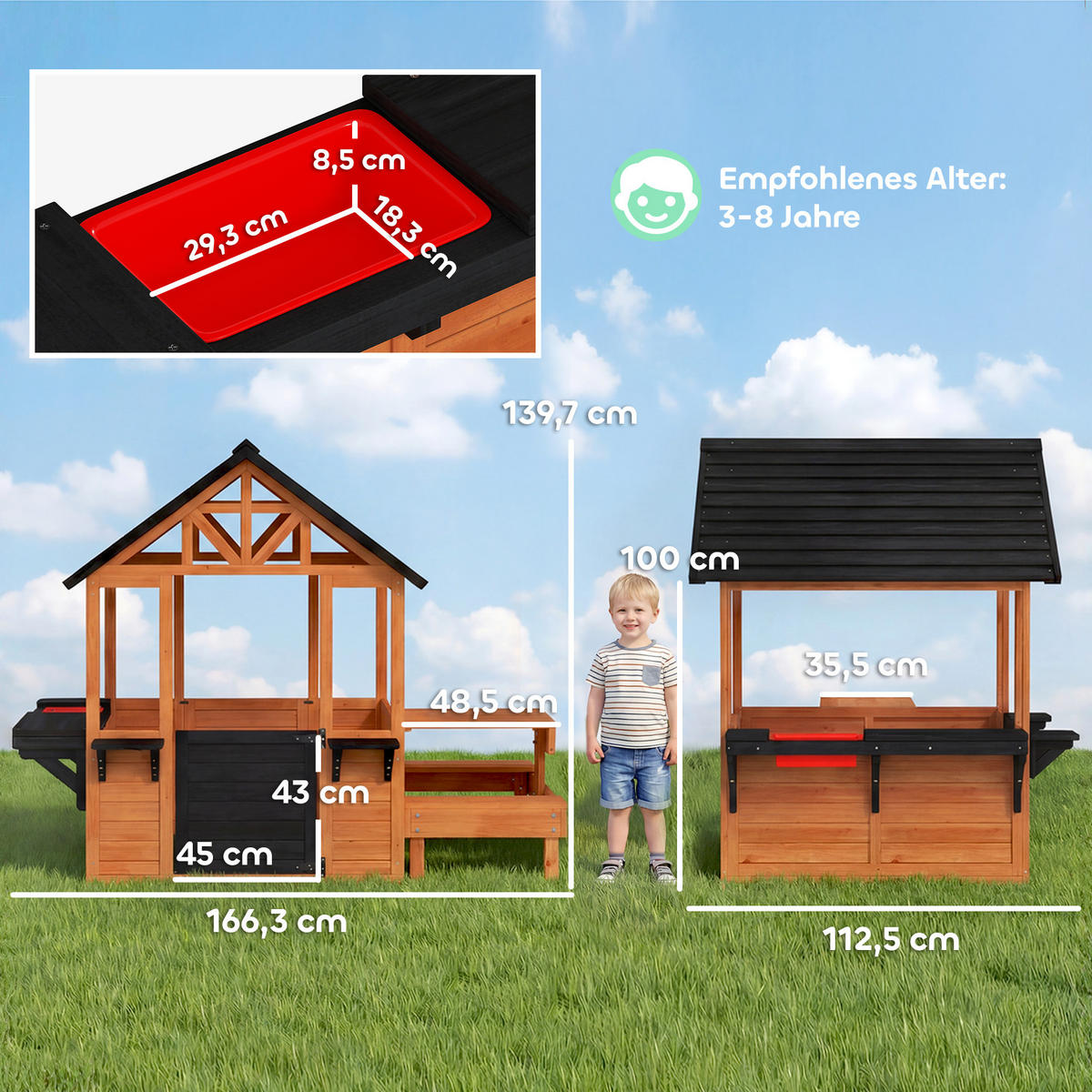 SPIELHAUS Tannenholz Metall Braun - Hellbraun, Holz (112.5/139.7/166.3cm) - AIYAPLAY