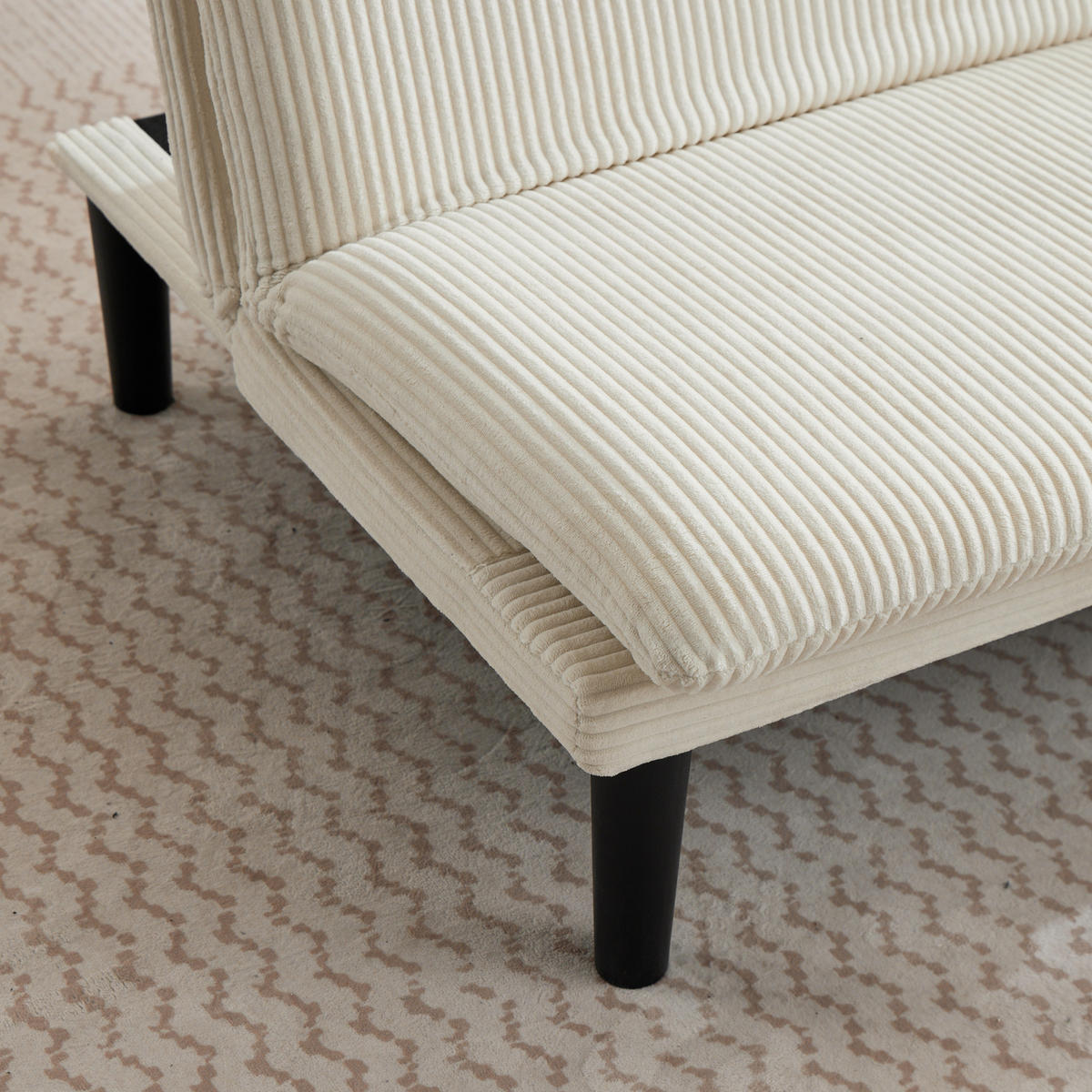 SOFA mit verstellbarer Rückenlehne und Kord-Samtbezug - Beige, Textil (168/67/86cm) - EVRYAE