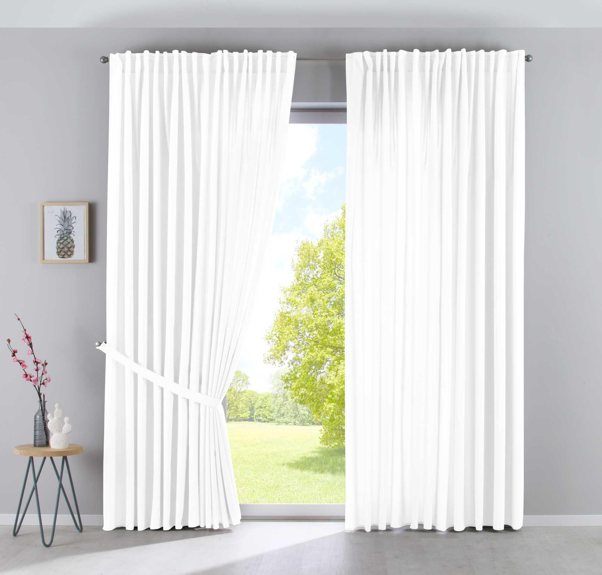 SCHLAUFENGARDINE 2ER SET »Jena« HxB 250x300 cm Weiß - Weiß, Textil (300/250cm) - Gardinenbox
