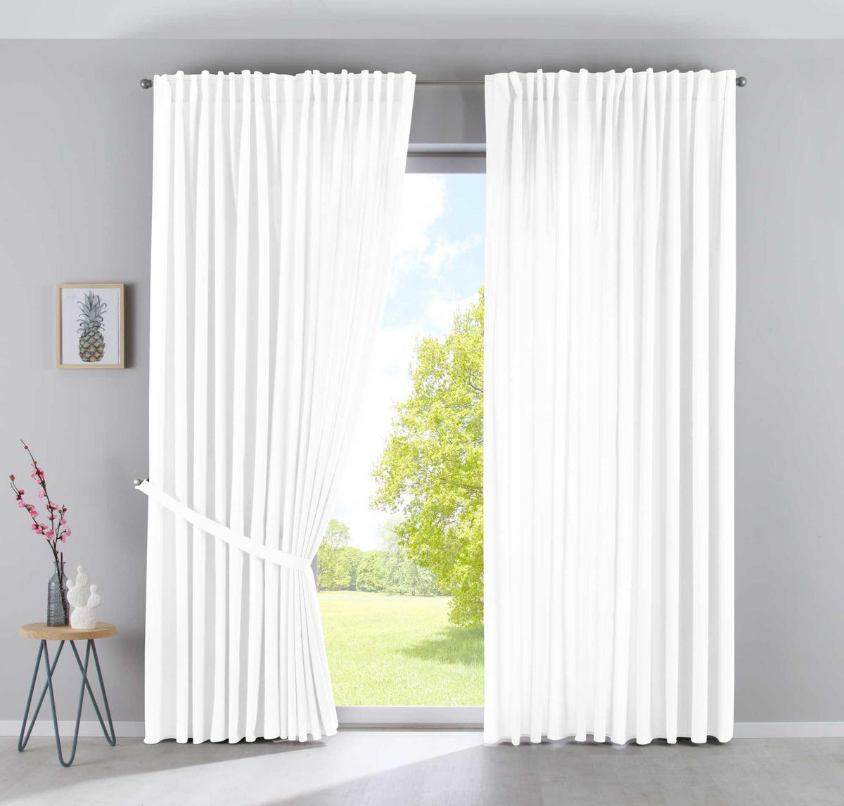 SCHLAUFENGARDINE 2ER SET »Jena« HxB 250x300 cm Weiß - Weiß, Textil (300/250cm) - Gardinenbox
