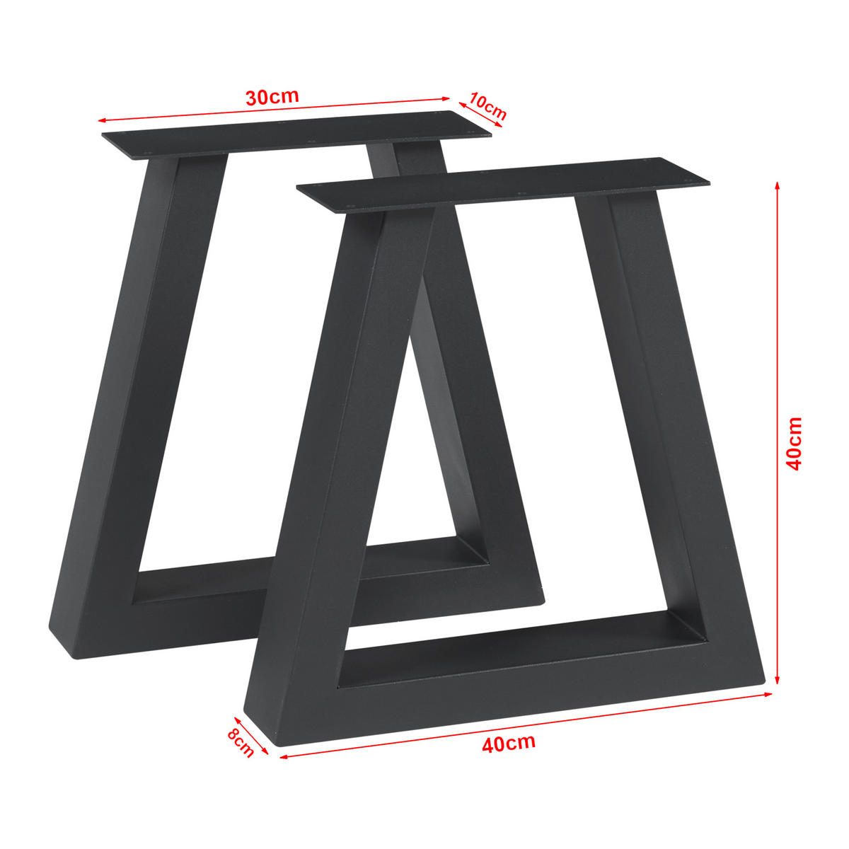 TISCHGESTELL-SET 2 TLG. Greiling - Schwarz, Metall (40/40/10cm) - [en.casa]