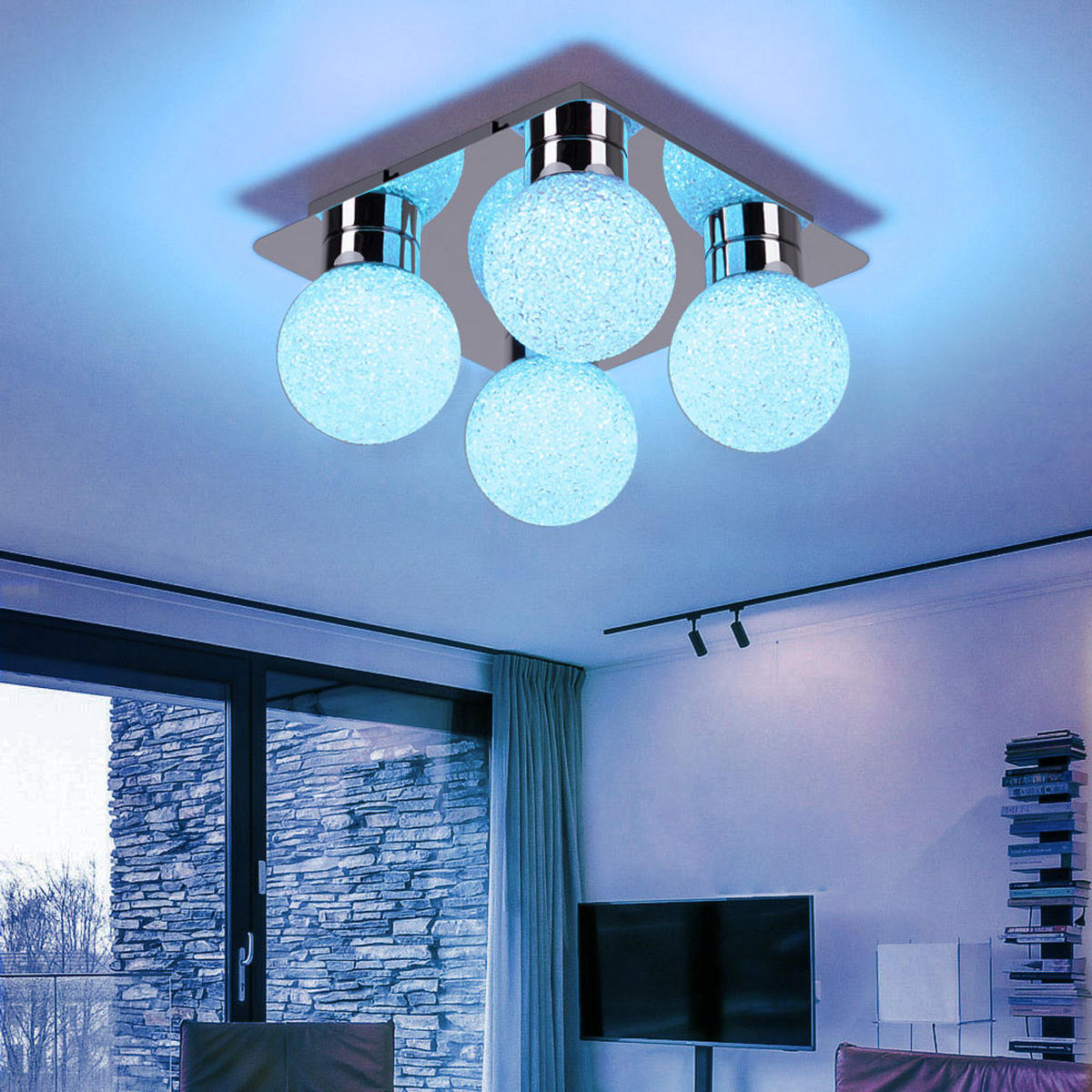 LED DECKENLEUCHTE Kugeln Silber Chrom - Silberfarben, Metall (25/25/15cm)