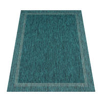 OUTDOOR Teppich Unifarben mit Bordüre Balkon, Terrasse schmutzabweisend Türkis Läufer 80x150 - Türkis, Textil (80/150cm) - KADIMA DESIGN