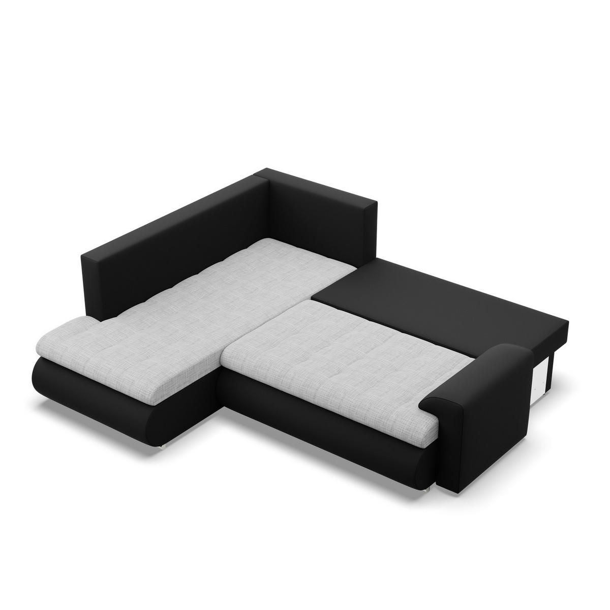 ECKSOFA LINKS MIT SCHLAFFUNKTION FORESTA, Grau + Schwarz - Schwarz/Grau, Textil (230/200cm) - Mebligo