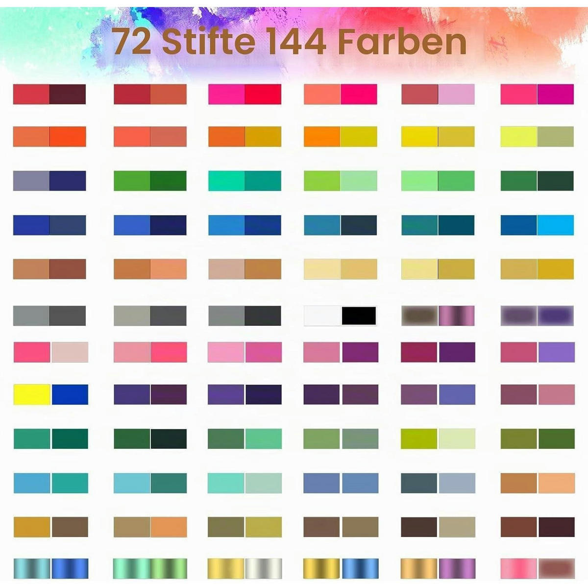ACRYLSTIFTE Set 72 Stück / 144 Farben Dual Tip - Multicolor, Kunststoff (10/5/15cm)