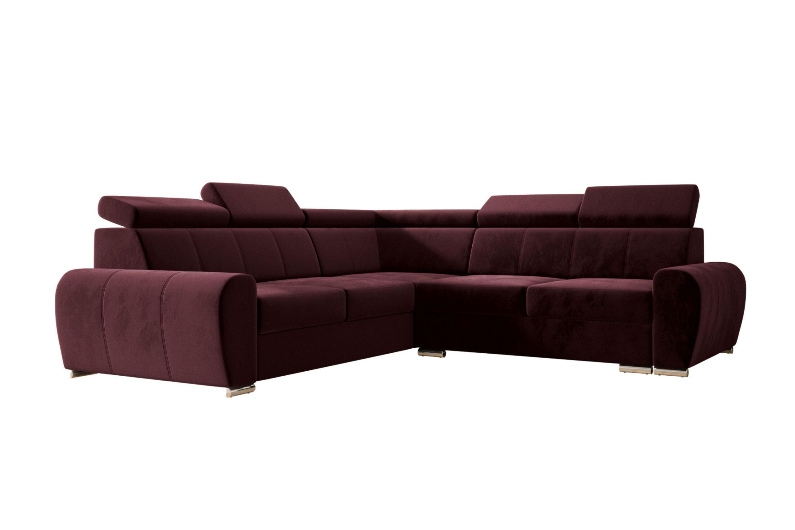 ECKSOFA APOLLO,mit Schlaffunktion und Bettkasten, Farbe: Rot, Velourstoff, Ottomane Links - Rot, Textil (255/255cm) - O-Sofa