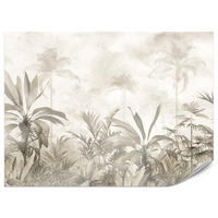 FOTOTAPETE für Wohnzimmer Vintage Tropischer Wald Palmen Blätter 200x140 - Beige/Grau, Papier (200/140cm) - Muralo