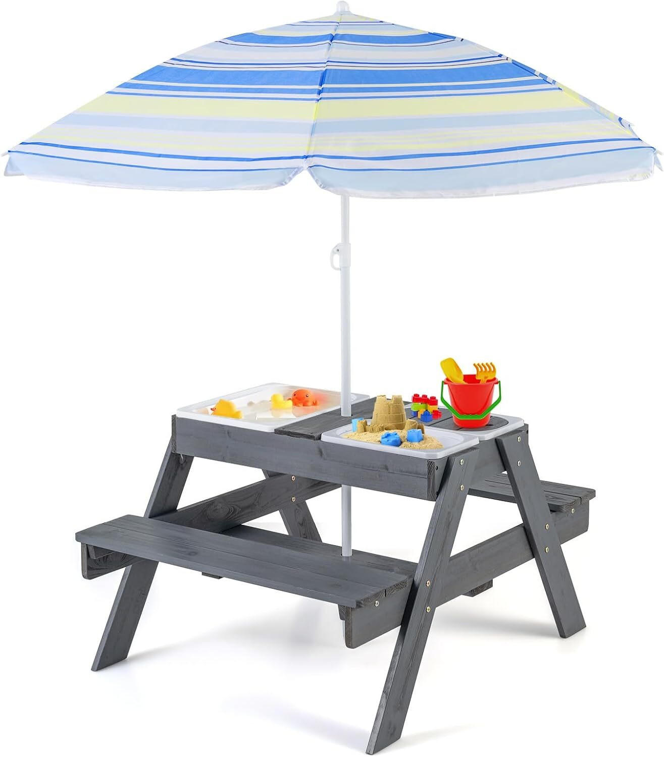 KINDERSITZGRUPPE 54cm Grau - Grau, Holz - COSTWAY