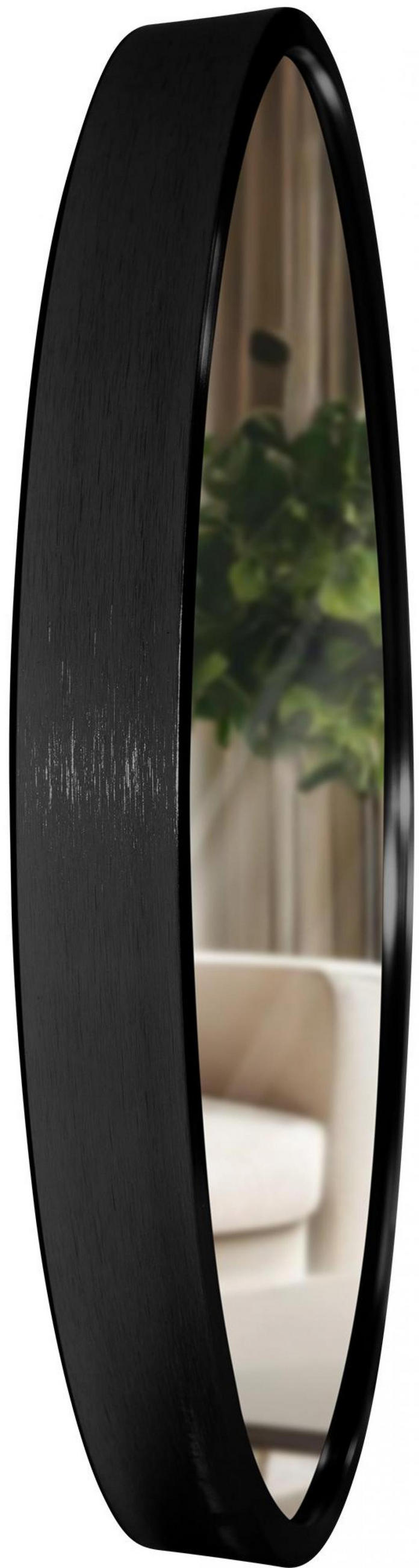 WANDSPIEGEL rund 30 cm Metall schwarz - Schwarz, Metall (30/30/3cm) - CLP