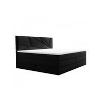BOXSPRINGBETT VERDE LUX 200x200 cm, Bonell und Taschenmatratze, Topper 5 cm und Stauraum, Samtstoff, Schwarz - Schwarz, Holz/Kunststoff (200/200cm) - Trada