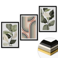WANDBILDER 3er-Set - 40x60 cm Schwarzer Rahmen - Geometrische Pflanzenmotive - Schwarz, Kunststoff (40/60cm) - ArtPrintCave
