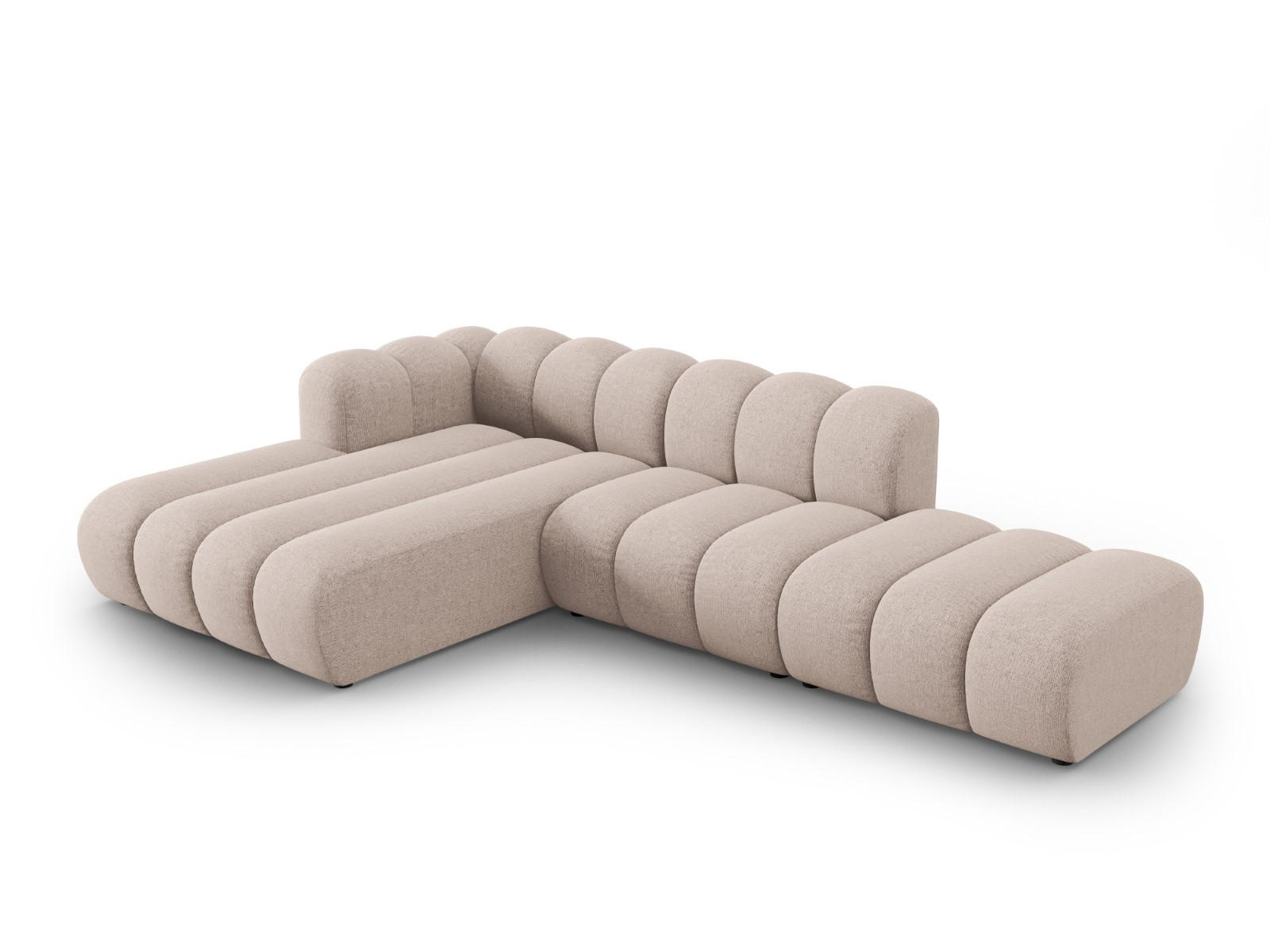 ECKSOFA modular links Lupine aus Chenille-Stoff beige 5 Sitzplätze - Beige, Textil (177/299cm) - Micadoni