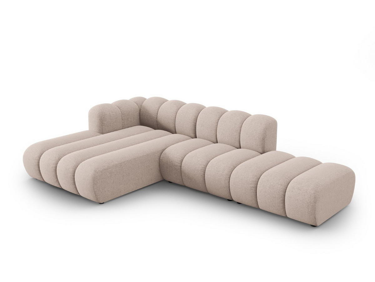 ECKSOFA modular links Lupine aus Chenille-Stoff beige 5 Sitzplätze - Beige, Textil (177/299cm) - Micadoni