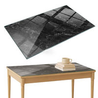 TISCHPLATTE 120x80 cm Marmormuster mit Adern - Schwarz, Glas (0.4/120/80cm) - TULUP