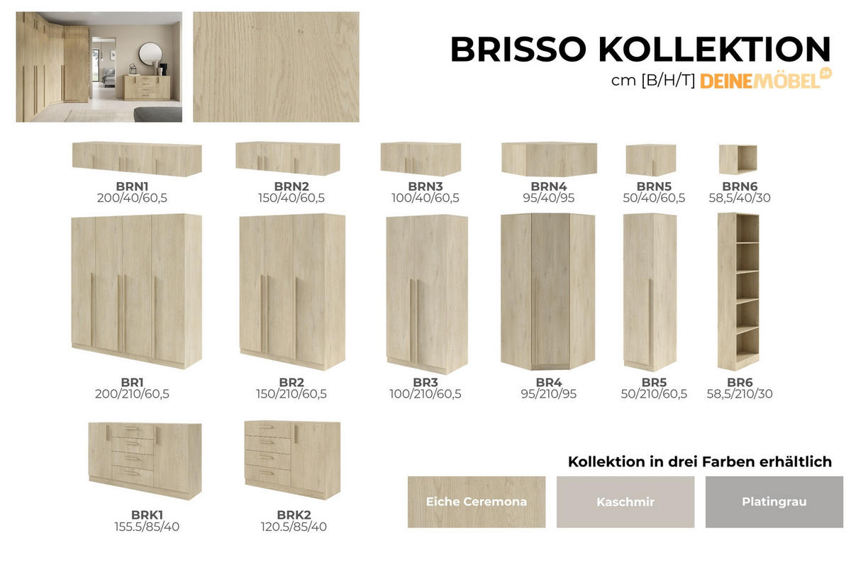 AUFSATZSCHRANK BRISSO BRN5 50/40/60,5 cm in Eiche Ceremona - Eichefarben, Holzwerkstoff (50/40/61cm) - Deine Möbel 24