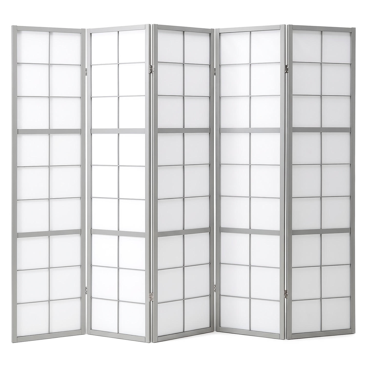 PARAVENT 5-tlg 220/179 cm Grau Holz Shoji - Grau, Holz (220/179/2cm) - Homestyle4u