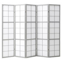 PARAVENT 5-tlg 220/179 cm Grau Holz Shoji - Grau, Holz (220/179/2cm) - Homestyle4u