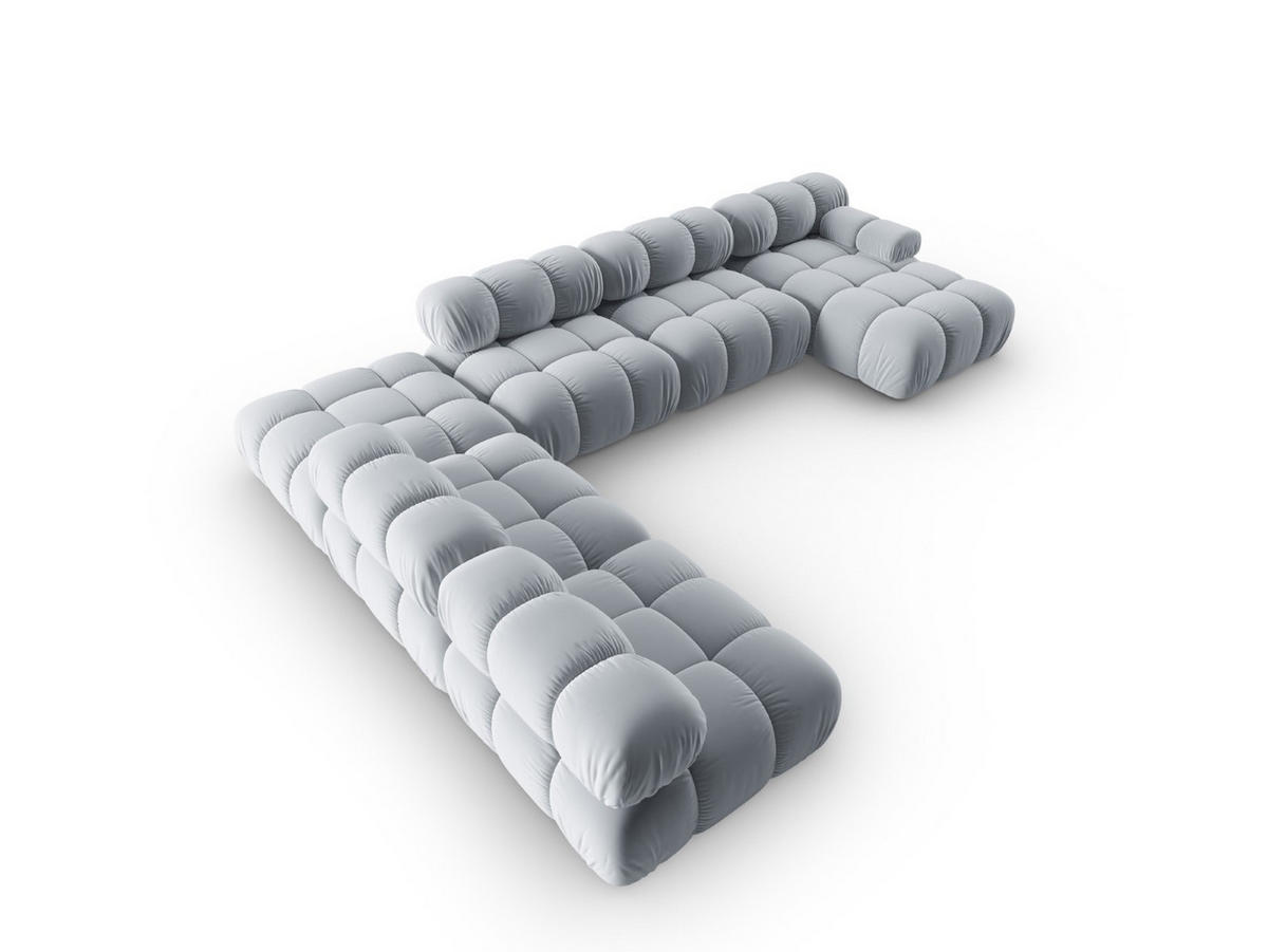 MODULARES-PANORAMASOFA links Bellis aus Samt hellblau 7 Sitzplätze - Hellblau, Textil (282/63/379cm) - Micadoni