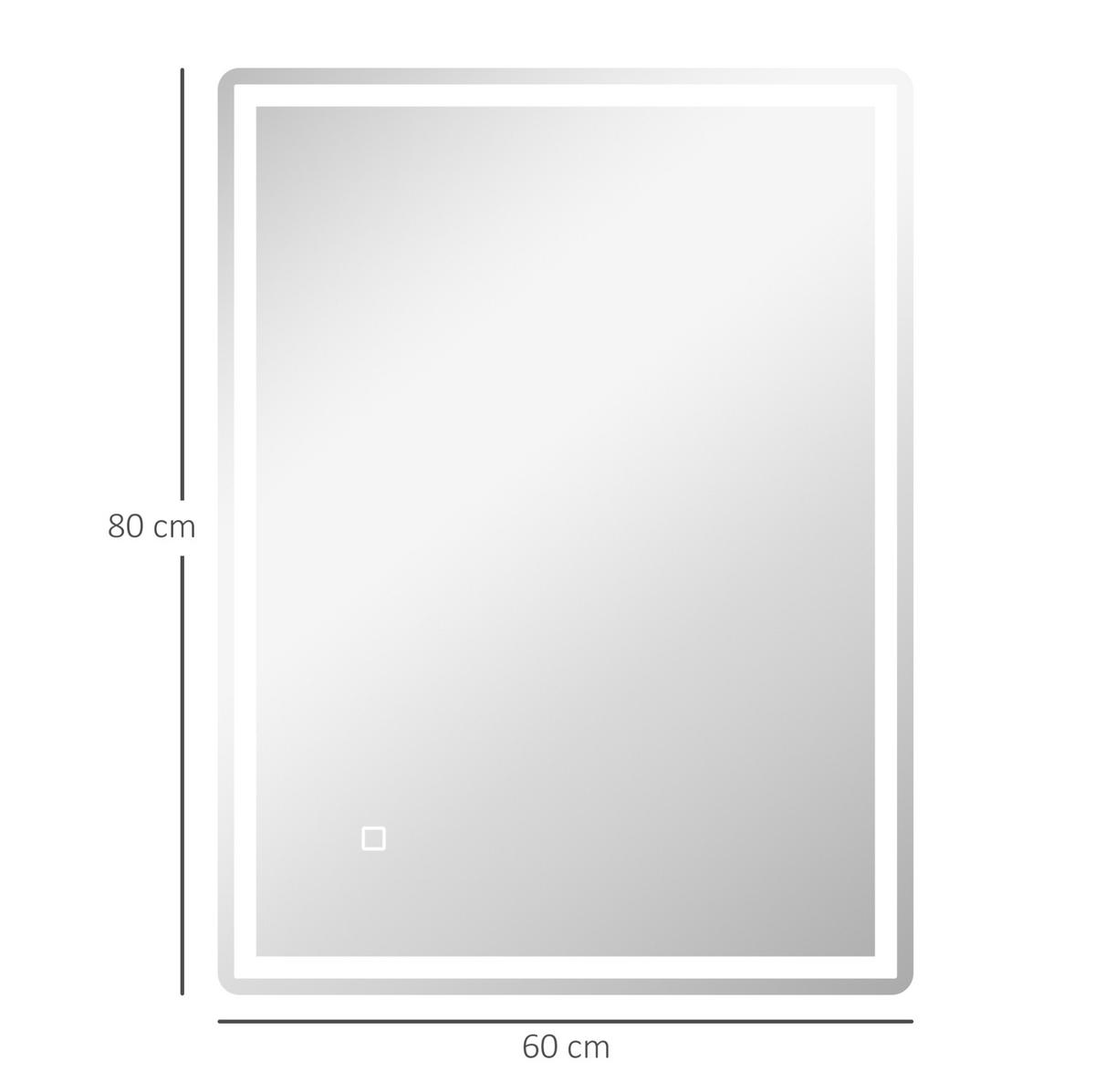 WANDSPIEGEL 60/80/4 cm silber aus Glas mit LED-Touch - Silberfarben, Glas (60/4/80cm) - OKWISH