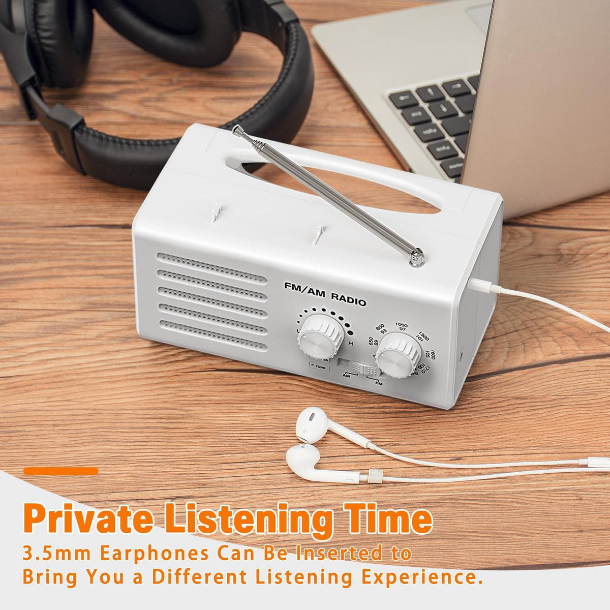 RADIO – FM/AM – Lautsprecher-/Kopfhöreranschluss/USB-Netzteil – Weiß - Weiß, Kunststoff (16/8.1/7.9cm) - DCA