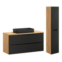 BADMÖBEL 120cm Elora 2er-Set Schwarz und Holz - Schwarz, Holzwerkstoff (120/59/46cm) - Petits-meubles