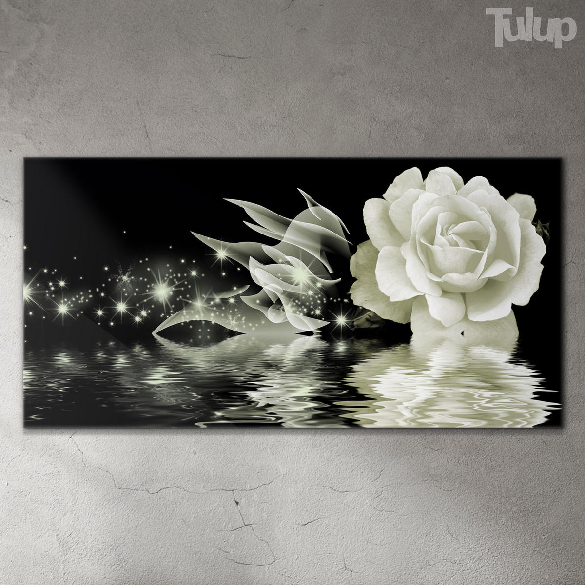 GLASBILD 120x60 cm Die Rose - Greige/Schwarz, Glas (120/60cm) - TULUP