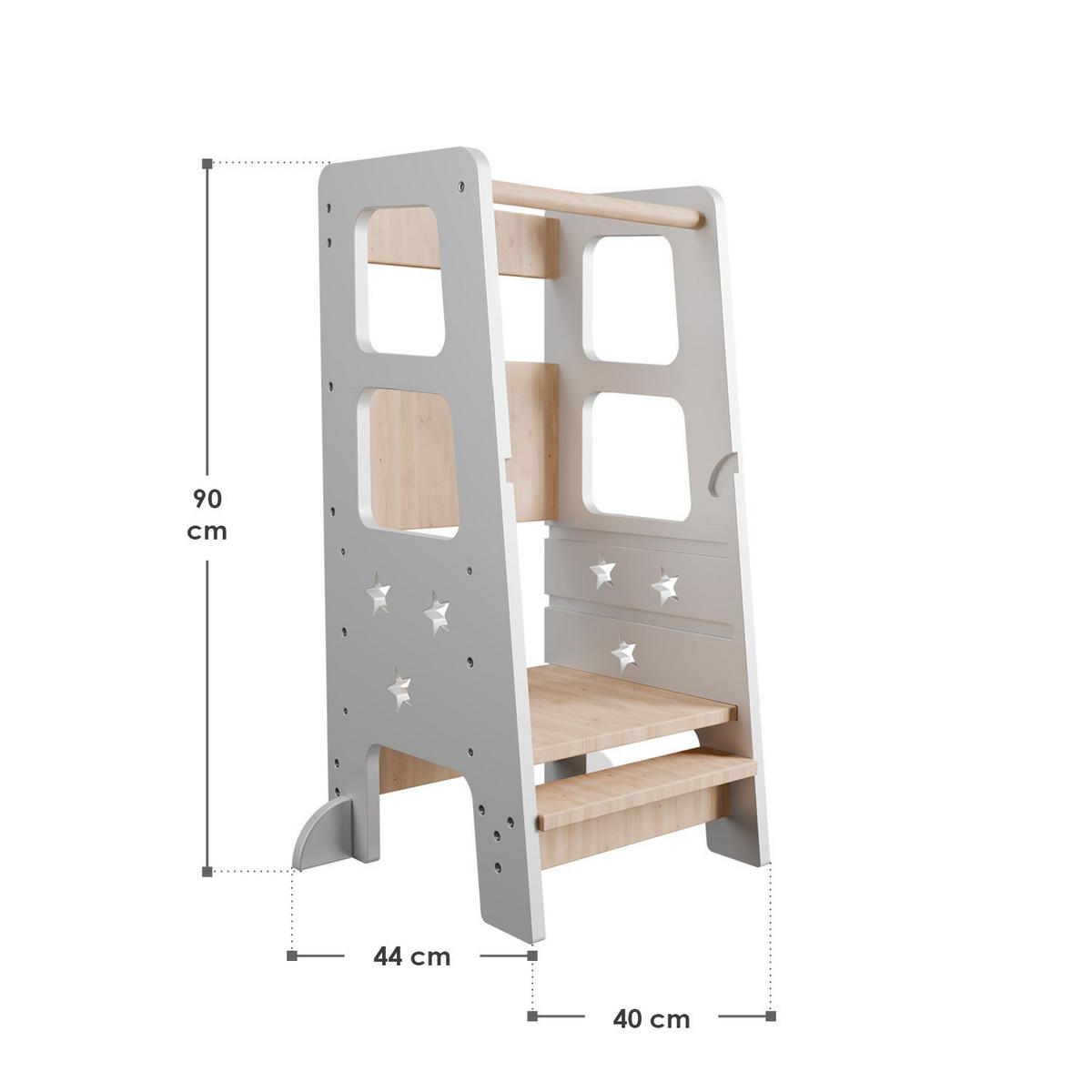 LERNTURM Henny in Weiß - Weiß, Holzwerkstoff (40/90/44cm) - Juskys