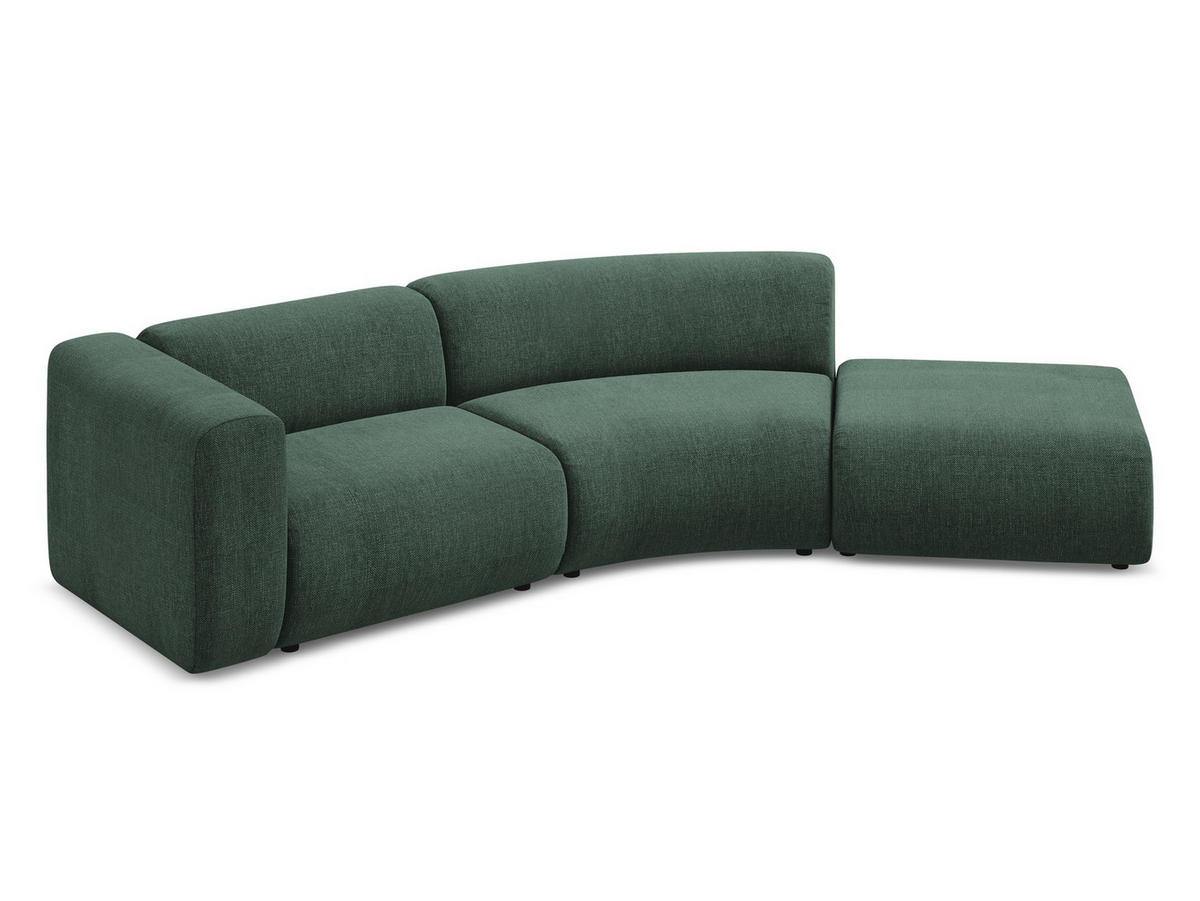 ECKSOFA mit Schlaffunktion Strukturstoff Stoff Grün - Dunkelgrün/Schwarz, Kunststoff/Textil (257/148cm) - Makamii