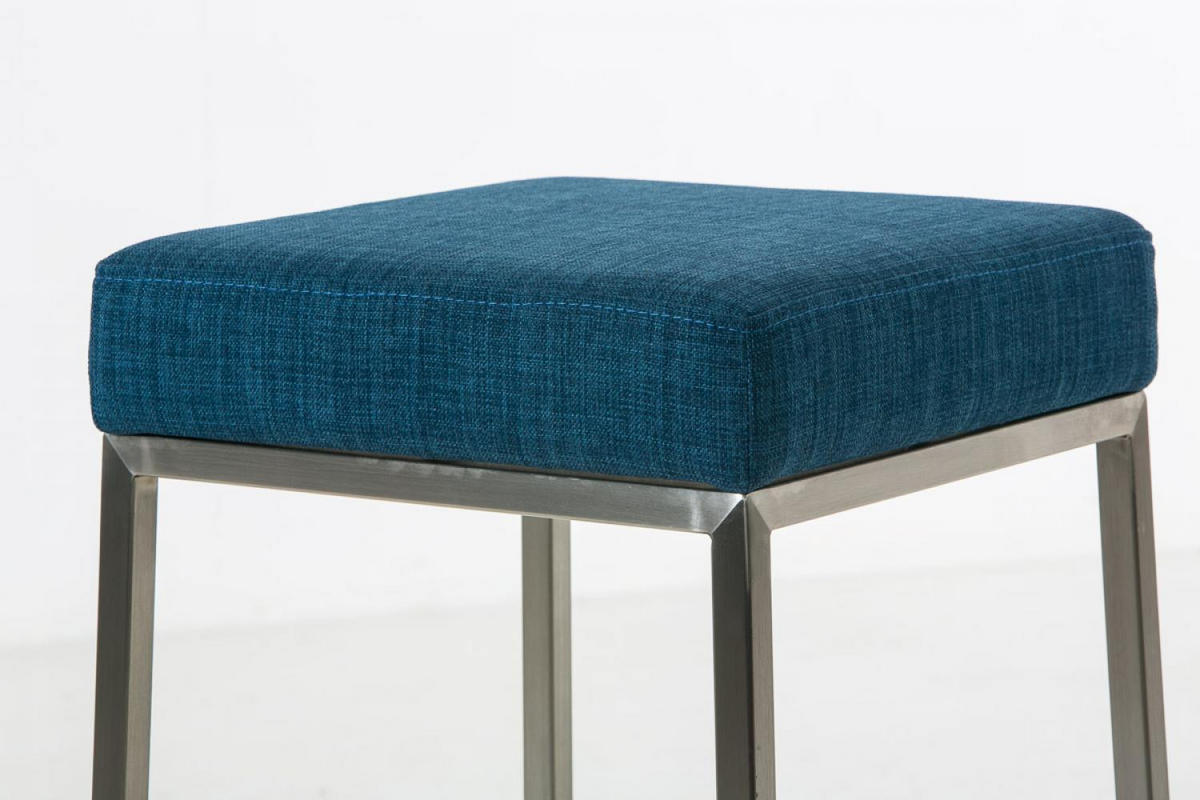 BARHOCKER Stoff blau - Blau/Edelstahlfarben, Textil/Metall (37/80/37cm) - CLP
