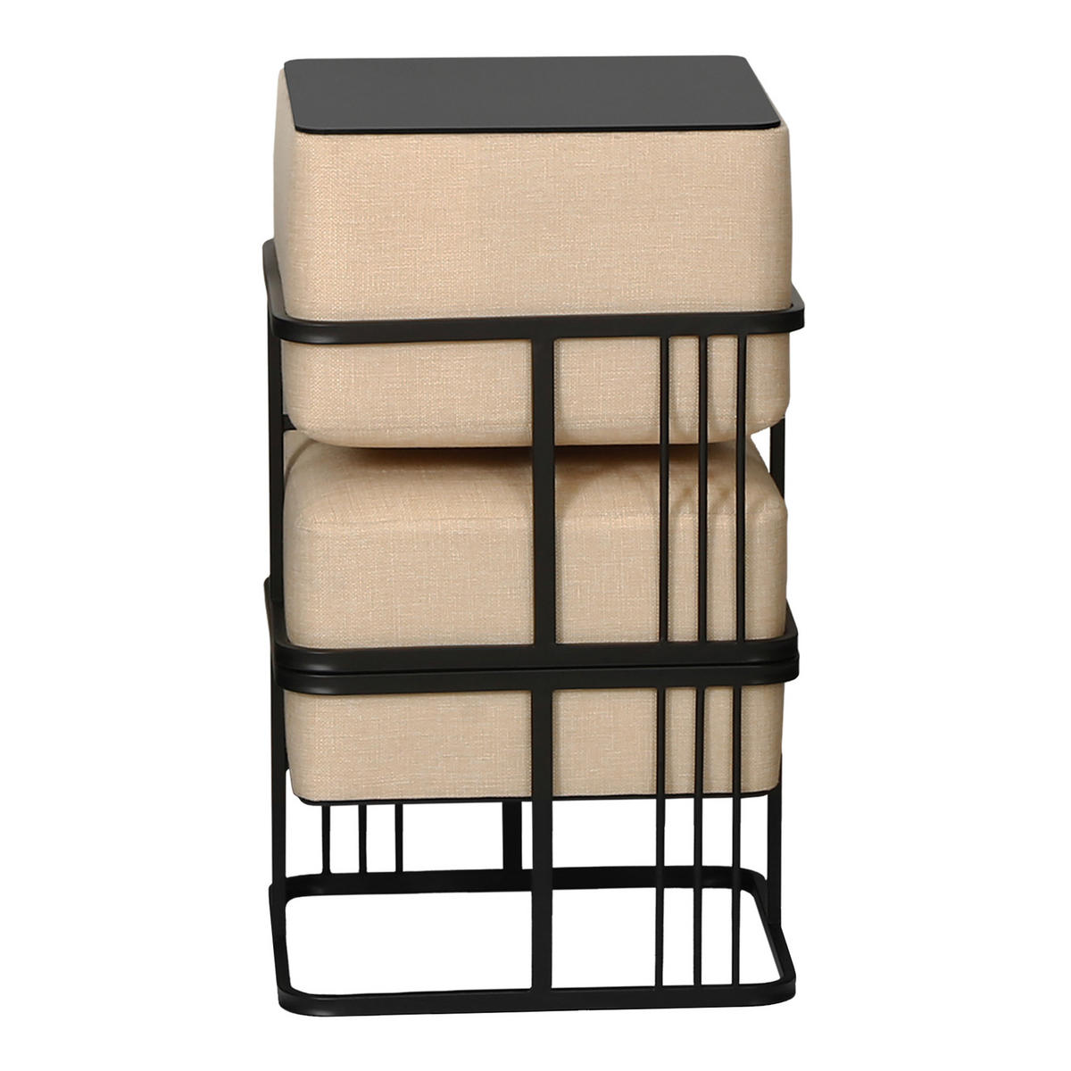 SADA STOLIČEK 2 KS. Tas - černá/béžová, kov/kompozitní dřevo (38/38/38cm) - [en.casa]