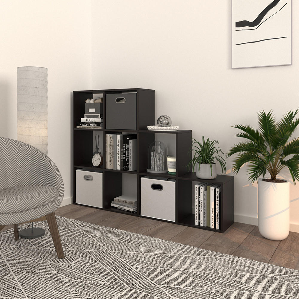 TREPPENREGAL Schwarz 142.4 x 107.8 cm - Schwarz, Holzwerkstoff (142.4/107.8/29cm) - Vicco