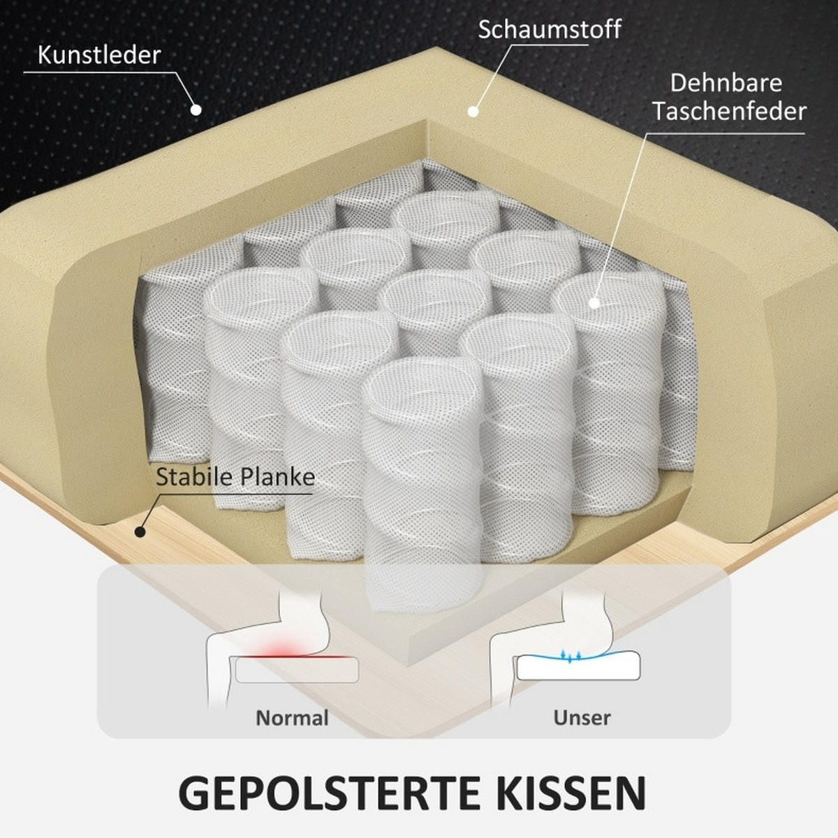 RELAXSESSEL 86/107/83 cm Schwarz aus Kunstleder mit Hocker - Schwarz, Kunststoff (83/107/86cm) - OKMYHOME